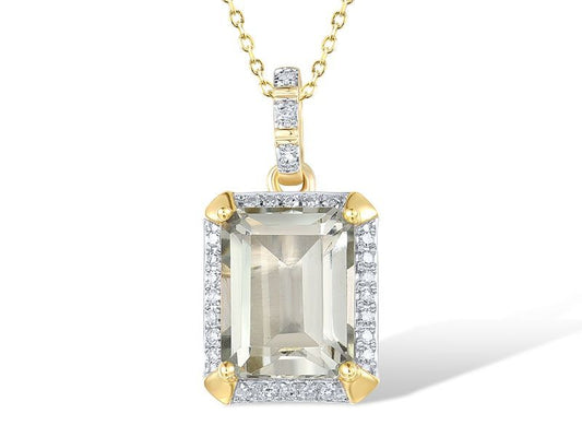 鑽石、綠紫水晶14K黃金吊墜