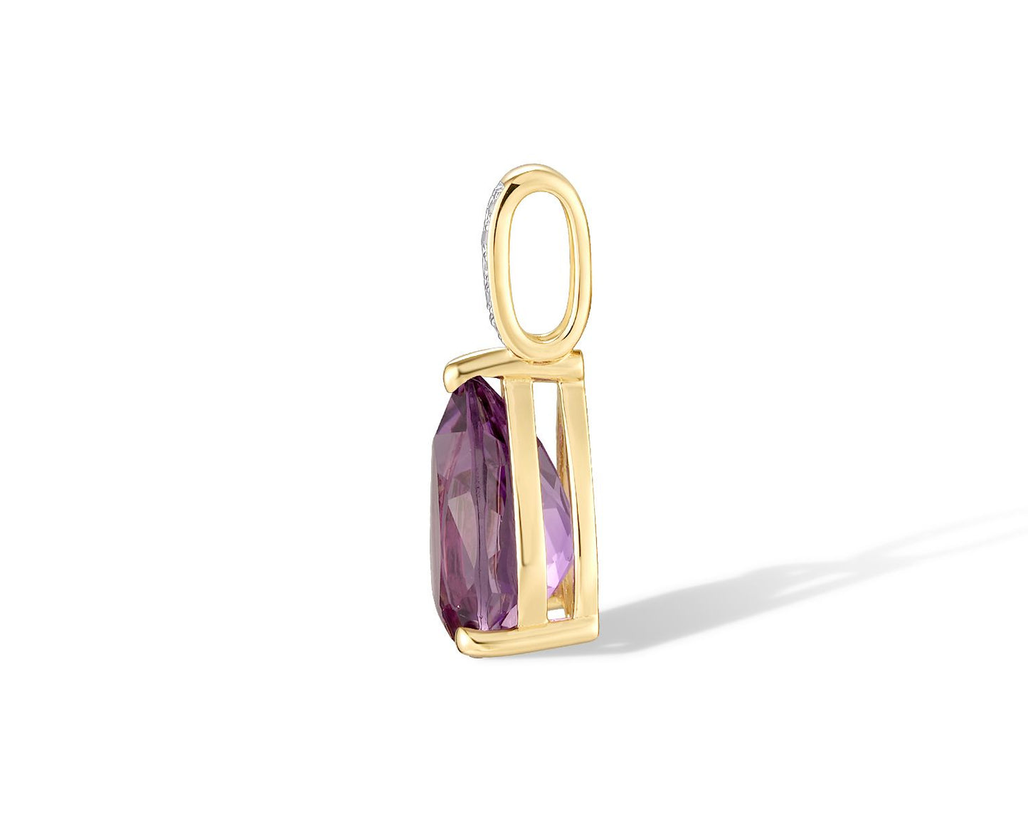 紫水晶、鑽石14K黃金吊墜