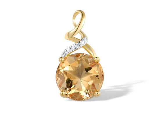 黃水晶、鑽石14K黃金吊墜