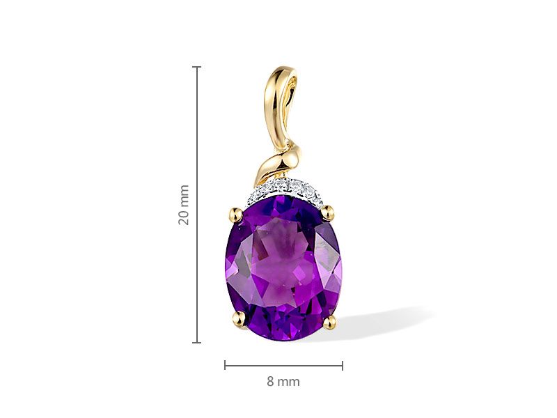 紫水晶、鑽石14K黃金吊墜