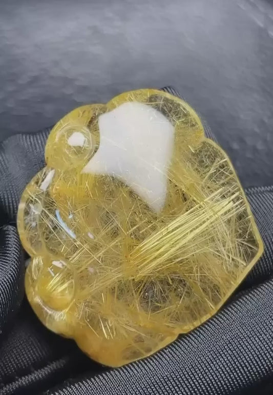 天然金髮晶如意鎖吊墜