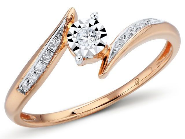 鑽石14K玫瑰金鈦金屬戒指